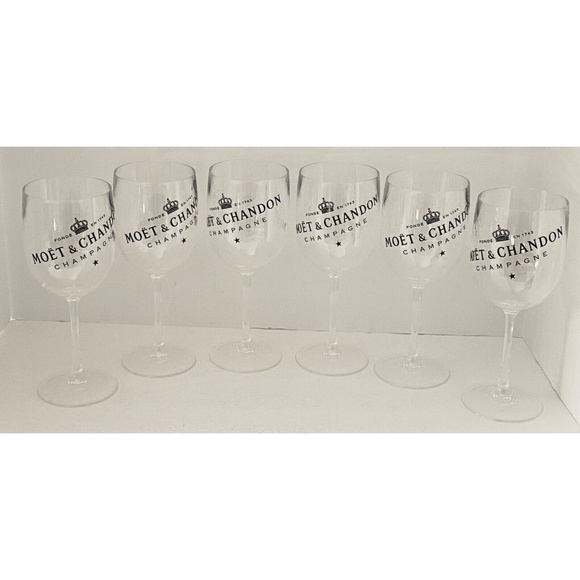 Moet & Chandon Champagne Clear Acrylic Party Goblets SET OF SIX (6)-USA SHIPPER - Picture 5 of 6